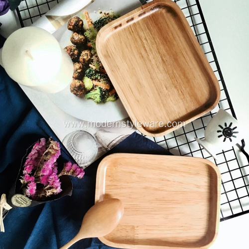 Eco-friendly Natural Beech Wood Serving Dessert Plates